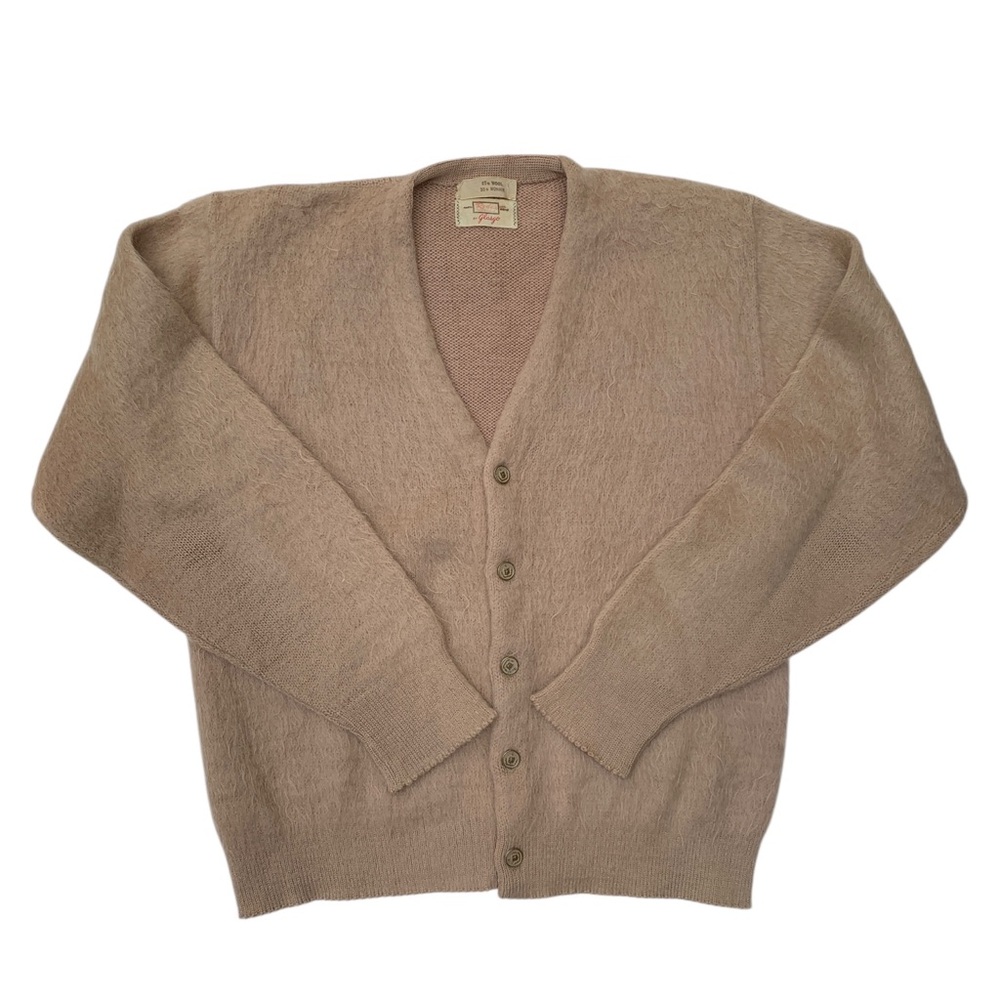 Vintage Fuzzy Mohair & Wool grandpa cardigan Sweater
